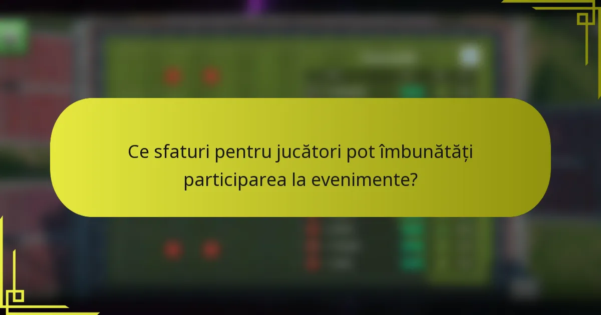 Ce sfaturi pentru jucători pot îmbunătăți participarea la evenimente?